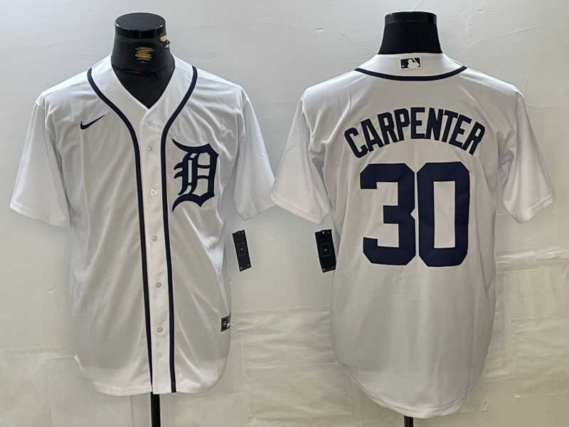 Mens Detroit Tigers #30 Kerry Carpenter White Cool Base Stitched Jersey